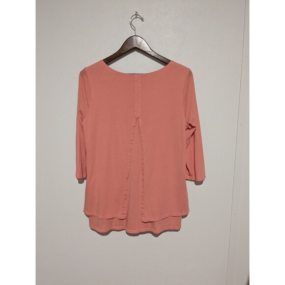 J. Jill Pure Jill Peach Elliptical Layered Top Scoop Neck L Cotton Modal 3/4 Sl - Picture 2 of 3